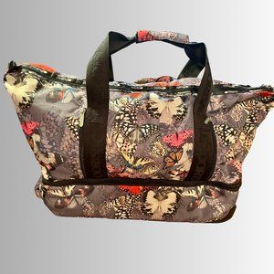RARE LeSportsac Rolling Dakota Travel Bag in Purple Butterfly pattern